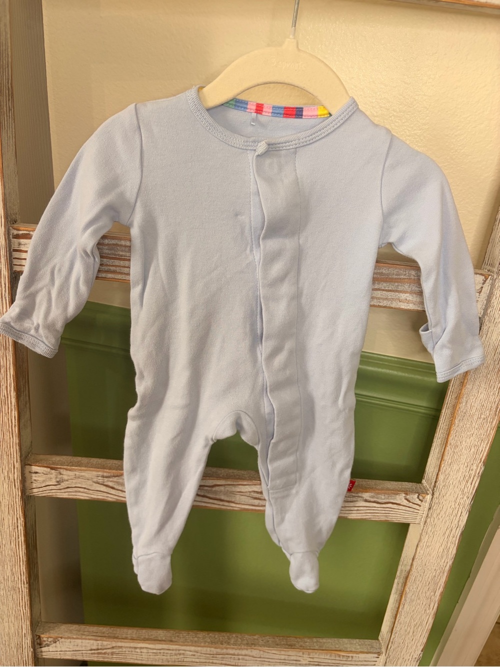🩵 Magnetic Me Organic Cotton Footie 0-3M Baby Blue